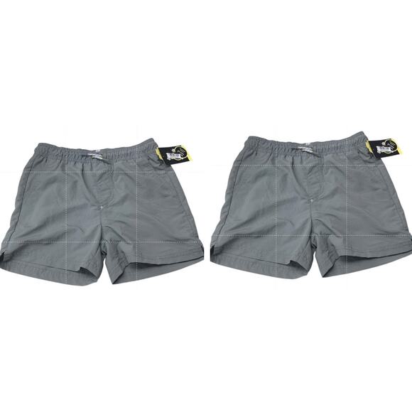 2 New Art Class Boys Large (10/12) Lined Solid Gray UPF 50+ Swimming Trunks - Picture 1 of 3